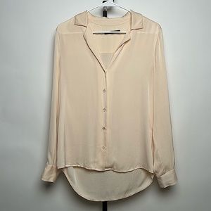 Quince women’s “Washable Stretch Silk Notch Collar Blouse”, color pink, size S